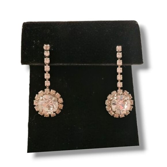 Vintage Crystal Drop Glamorous Dazzle Post Earrings - Picture 1 of 7